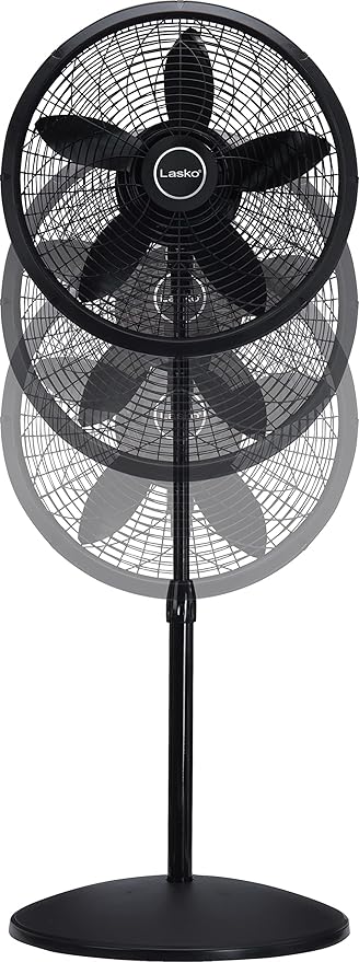 Pedestal Fan, Oscillating Fan for Bedroom with Adjustable Height and 3 Cooling Speeds, Portable, 18", Black, 1827, alternate