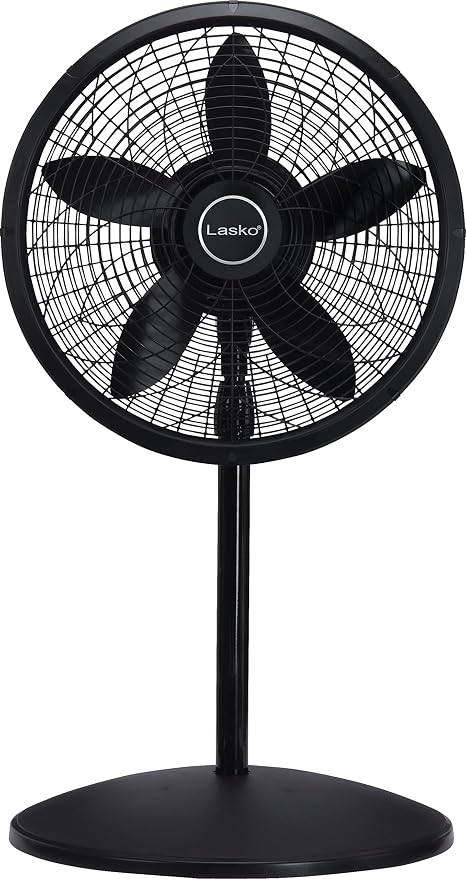 Pedestal Fan, Oscillating Fan for Bedroom with Adjustable Height and 3 Cooling Speeds, Portable, 18", Black, 1827, alternate