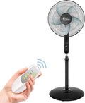 Pedestal Stand Fan with Remote Control for Indoor, Bedroom, Living Room, Home Office & College Dorm Use,3 Speed, Black, 16