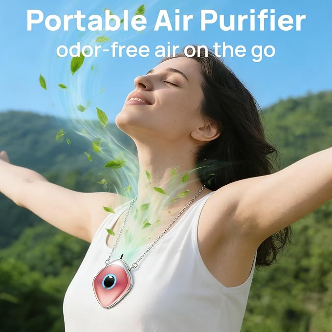Personal Air Purifier, Chartreey Wearable Air Purifier Necklace, Ture 502 Million/cm3 High-Speed Negative Ion Generator