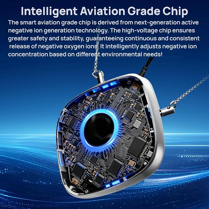 Personal Air Purifier, Chartreey Wearable Air Purifier Necklace, Ture 502 Million/cm3 High-Speed Negative Ion Generator