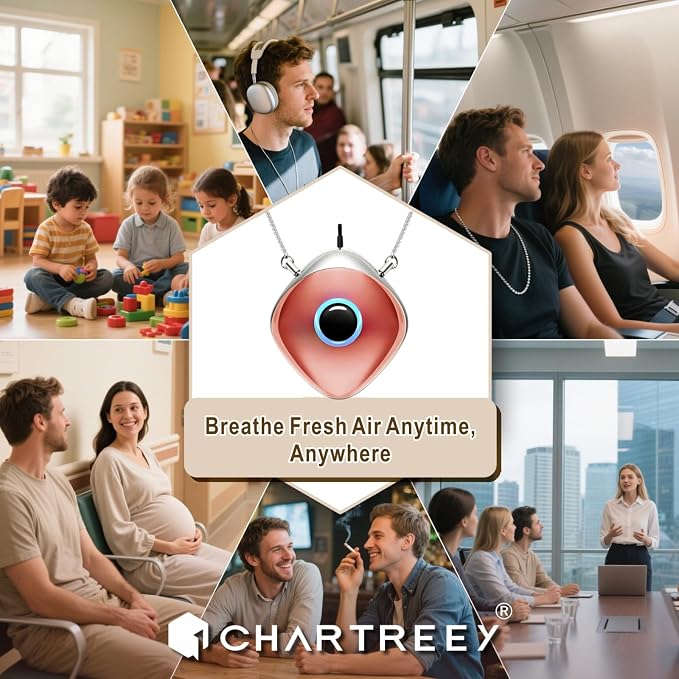 Personal Air Purifier, Chartreey Wearable Air Purifier Necklace, Ture 502 Million/cm3 High-Speed Negative Ion Generator