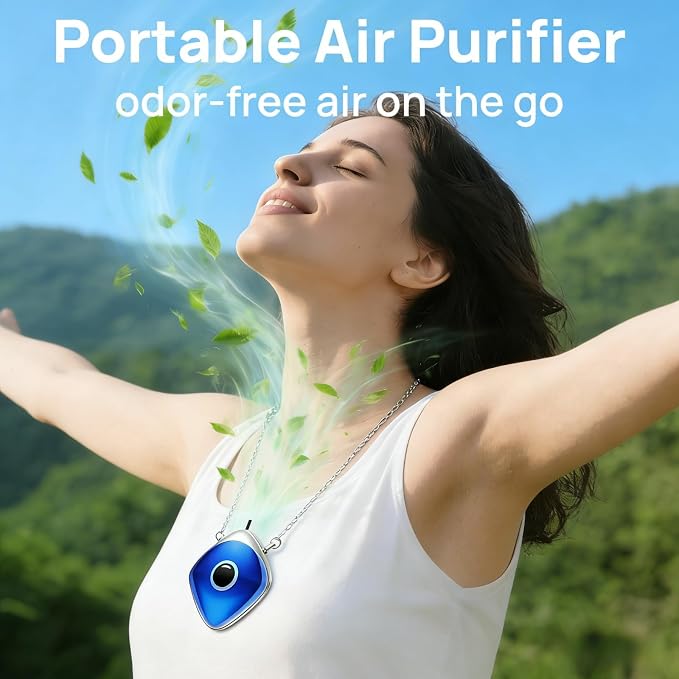 Personal Air Purifier, Chartreey Wearable Air Purifier Necklace, Ture 502 Million/cm3 High-Speed Negative Ion Generator