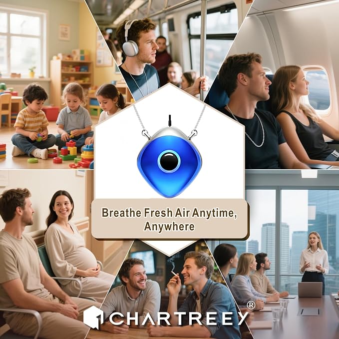 Personal Air Purifier, Chartreey Wearable Air Purifier Necklace, Ture 502 Million/cm3 High-Speed Negative Ion Generator