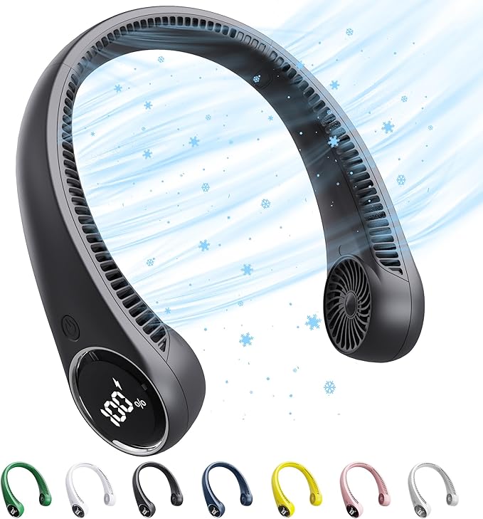 Personal Cooling Portable Neck Fans - USB Rechargeable,360 Free Rotation & Lower Noise Bladeless Battery Operated Design with