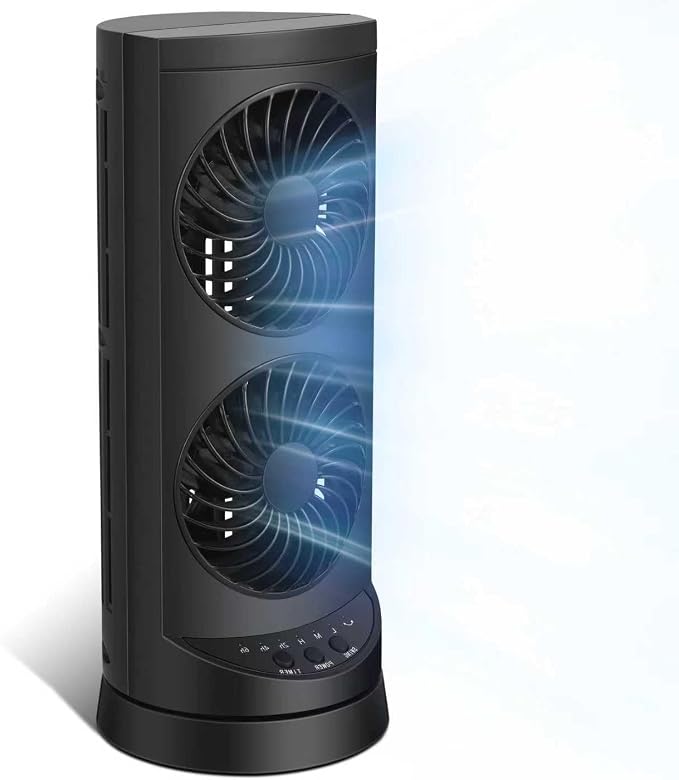 Personal Tower Fan for Bedroom, Portable Desk Table Fan,3 Speeds Cooling Standing Fan with 12H Timer, 60° & 110° Oscillating