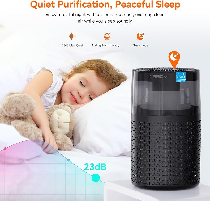 Pet Air Purifier for Home & Bedroom, HEPA Activated Carbon Filter, Removes Pet Dander & Odor, Allergies, Smoke, Hair
