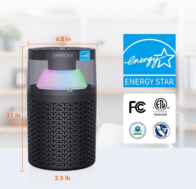 Pet Air Purifier for Home & Bedroom, HEPA Activated Carbon Filter, Removes Pet Dander & Odor, Allergies, Smoke, Hair