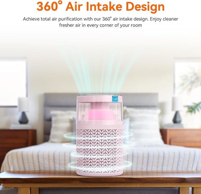 Pet Air Purifier for Home & Bedroom, HEPA Activated Carbon Filter, Removes Pet Dander & Odor, Allergies, Smoke, Hair