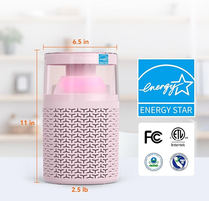 Pet Air Purifier for Home & Bedroom, HEPA Activated Carbon Filter, Removes Pet Dander & Odor, Allergies, Smoke, Hair