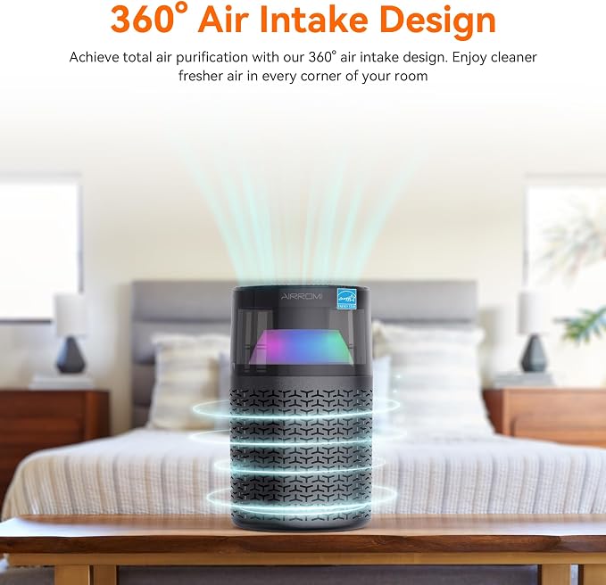 Pet Air Purifier for Home & Bedroom, HEPA Activated Carbon Filter, Removes Pet Dander & Odor, Allergies, Smoke, Hair