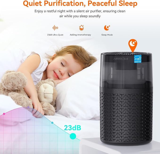 Pet Air Purifier for Home & Bedroom, HEPA Activated Carbon Filter, Removes Pet Dander & Odor, Allergies, Smoke, Hair
