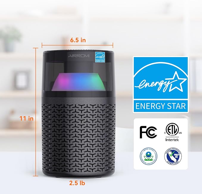 Pet Air Purifier for Home & Bedroom, HEPA Activated Carbon Filter, Removes Pet Dander & Odor, Allergies, Smoke, Hair