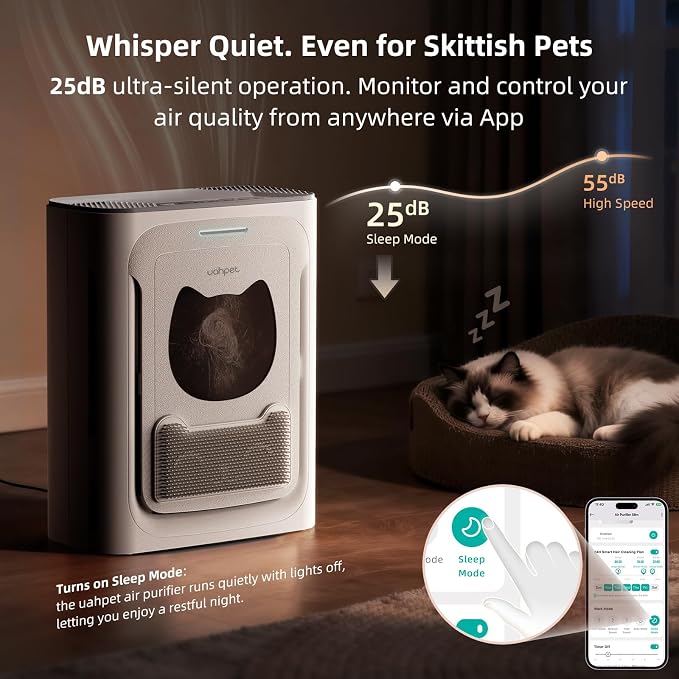 Pet Air Purifier for Home, Reduce Pet Hair, Dander, Odors, Dust, Smoke for Large Rooms up to 2100 Ft2, Air Cleaner with H13