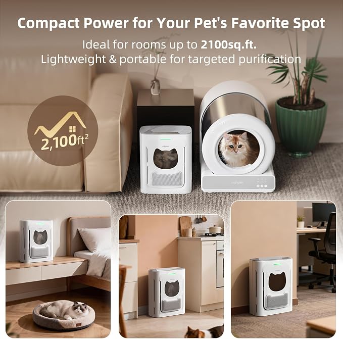 Pet Air Purifier for Home, Reduce Pet Hair, Dander, Odors, Dust, Smoke for Large Rooms up to 2100 Ft2, Air Cleaner with H13