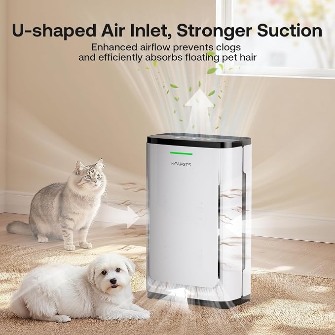 Pet Air Purifier Large Home 4200 sq ft, Suck up Floating Cat Dog Hair Dander, 7-Stage H13 HEPA Anion Activated Carbon Filter