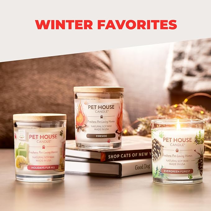 Pet Candle 9 OZ Plant-Based Air Freshening Candle, Clean Burning and Long Lasting with a 60 Hour Burn Time - Candy Cane