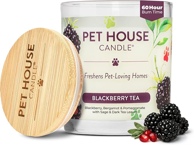 Pet Candle 9 OZ Plant-Based Spring Candle with a 60 Hour Burn Time - BlackBerry Tea, product image