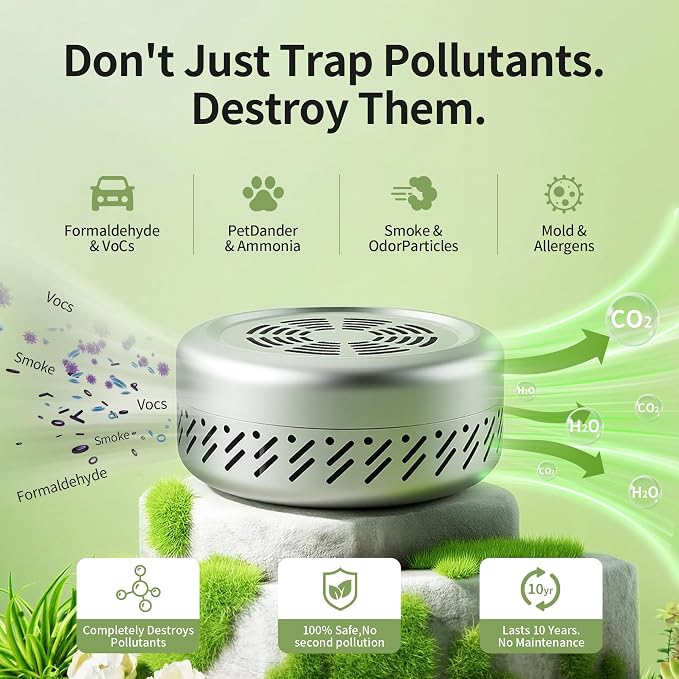 Pet & Car Odor Eliminator – Lasts 10 Years Nano-Catalyst Air Purifier Removes VOCs, product image