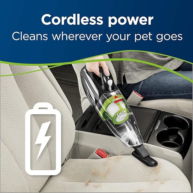 Pet Hair Eraser Cordless Hand Vacuum, Home, Auto, and Pet Vacuum, Crevice Tool, Upholstery Tool, and Motorized Brush