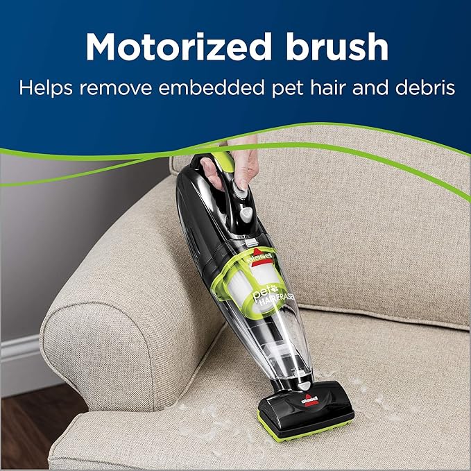 Pet Hair Eraser Cordless Hand Vacuum, Home, Auto, and Pet Vacuum, Crevice Tool, Upholstery Tool, and Motorized Brush