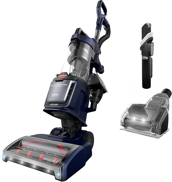 Pet Hair Eraser DualBrush Upright Vacuum with Two Brush Rolls, DualBrush Self-Cleaning Technology, HEPA Sealed Allergen