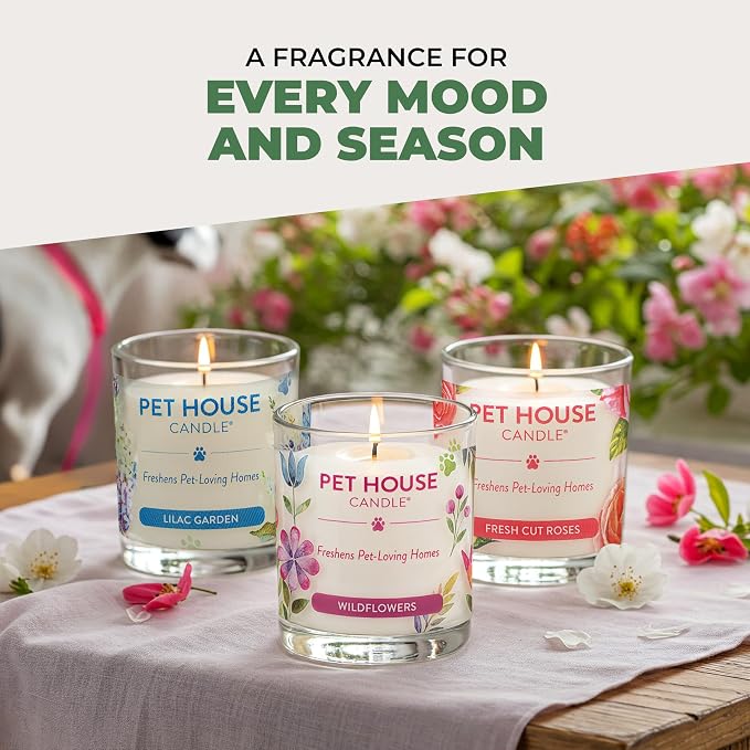 Pet House 9 oz Fresh Cut Grass Scented Candle, Clean Burning, Long Lasting Plant-Based Pet Odor Candle, 60 Hour Burn Time - 2