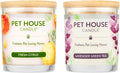 Pet House Candle 2 Pack - Plant-Based/Soy - Clean Burning Scented, Long Lasting Pet Odor Candle for Home - Fresh Citrus