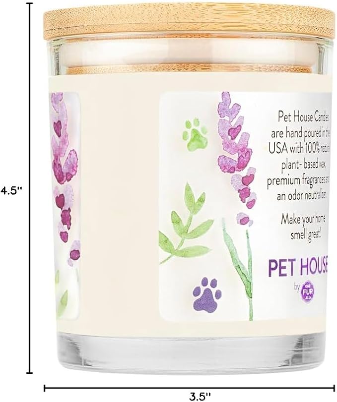 Pet House Candle 2 Pack - Plant-Based/Soy - Clean Burning Scented, Long Lasting Pet Odor Candle for Home - Lavender Green