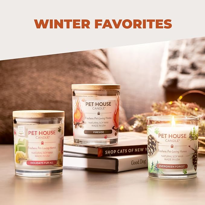 Pet House Candle 2 Pack - Plant-Based/Soy - Clean Burning Scented, Long Lasting Pet Odor Candle for Home - Vanilla