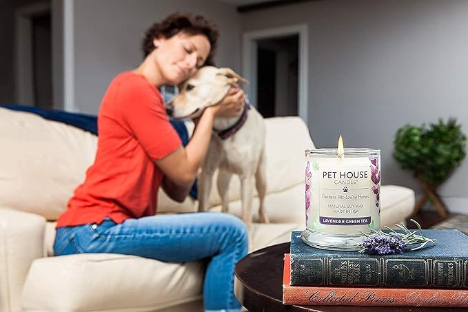 Pet House Candle 2 Pack - Plant-Based/Soy - Clean Burning Scented, Long Lasting Pet Odor Candle for Home - Ruby Red Grape