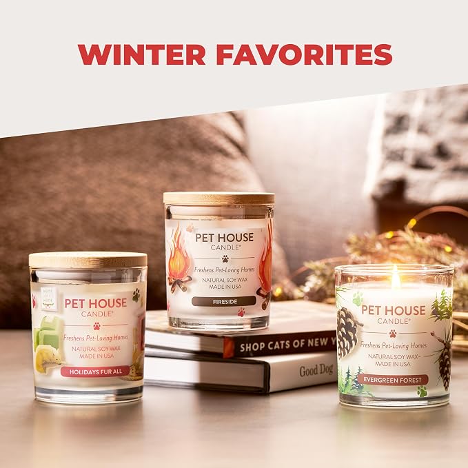 Pet House Candle 2 Pack - Plant-Based/Soy - Clean Burning Scented, Long Lasting Pet Odor Candle for Home - Vanilla