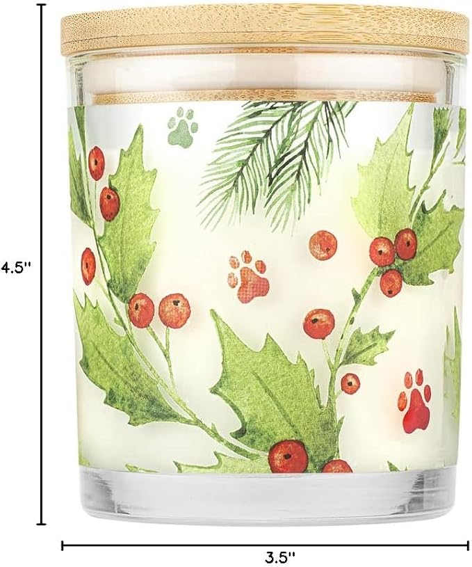 Pet House Candle 2 Pack - Plant-Based/Soy- Clean Burning Scented, Long Lasting Pet Odor Candle for Home - Hollyberry
