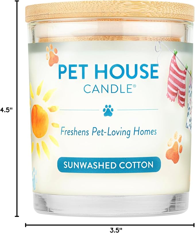 Pet House Candle Plant-Based/Soy - Clean Burning Scented,Long Lasting Pet Odor Candle for Home - Sunwashed Cotton, alternate