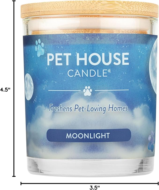 Pet House Candle Plant-Based/Soy - Clean Burning Scented, Long Lasting Pet Odor Candle for Home - Moonlight, alternate