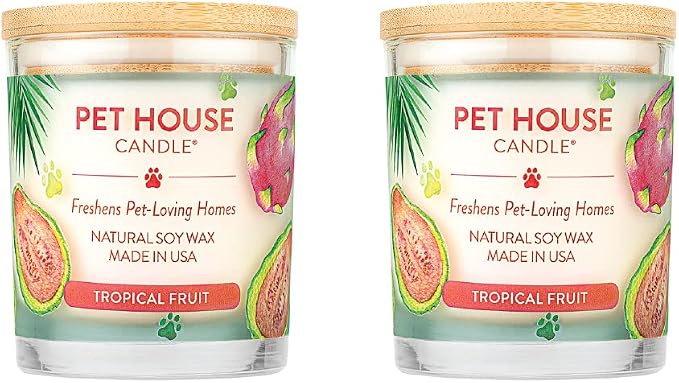 Pet House Candles, Clean Burning, Long Lasting Pet Odor Candles, Plant-Based, 60 Hour Burn Time - Tropical Fruit, 9 oz, 2