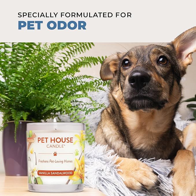 Pet House Candles, Clean Long-Burning, Scented Pet Friendly Candles, Plant-Based, 60 Hour Burn Time - Fresh Cut Roses, 9 oz