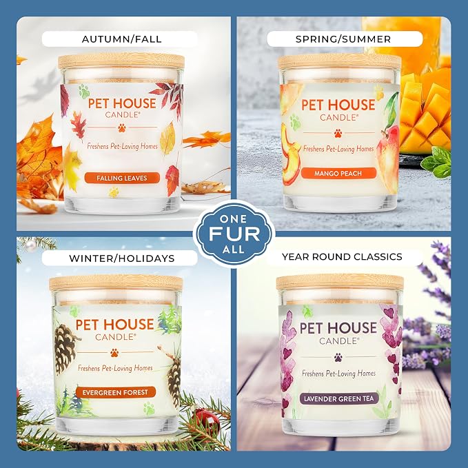 Pet House Candles, Long Burning Scented Candles for Home, Plant-Based, 60 Hour Burn Time - Lilac Garden and Fresh Cut Roses