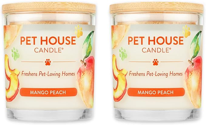 Pet House Candles, Plant-Based, Clean Burning, Long Lasting Pet Odor Candles for Home, 60 Hour Burn Time with a Natural Fiber