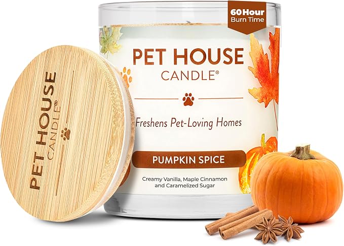 Pet House Fall Candles, Long Lasting, Clean Burning, Soy Wax Scented Candles for Pet Odor, Pumpkin Spice in