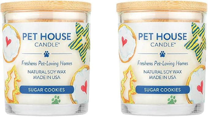 Pet House Pet Friendly Candle Plant Based Scented Candle Clean Burning, Long Lasting for Home, Sugar Cookies 2 Pack, product