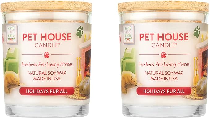 Pet House Scented Candles, Plant Based Pet Candle, Clean Burning, Long Lasting Air Freshener for Home, Holidays Fur All 2