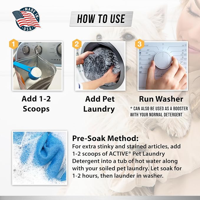 Pet Laundry Detergent Odor Remover - Enzyme Based Powder Detergent for Dogs Beds, Cat Pee, alternate product view 6