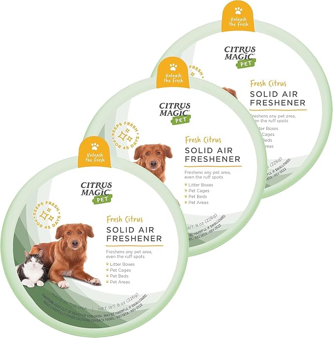 Pet Odor Absorbing Solid Air Freshener for Home, Air Purifier, Fresh Citrus, Must have Pet Supplies, 8 Oz (Pack of 3)