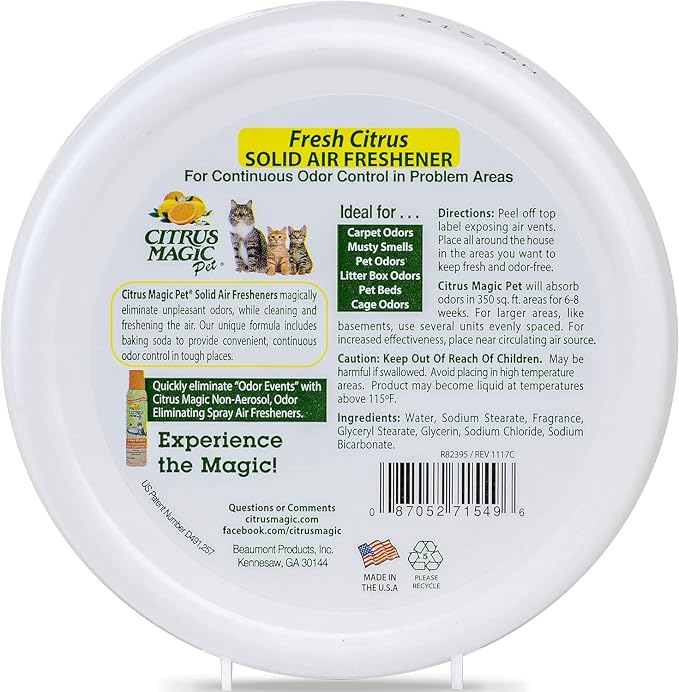 Pet Odor Absorbing Solid Air Freshener for Home, Air Purifier, Fresh Citrus, Must have Pet Supplies, 8 Oz (Pack of 3)