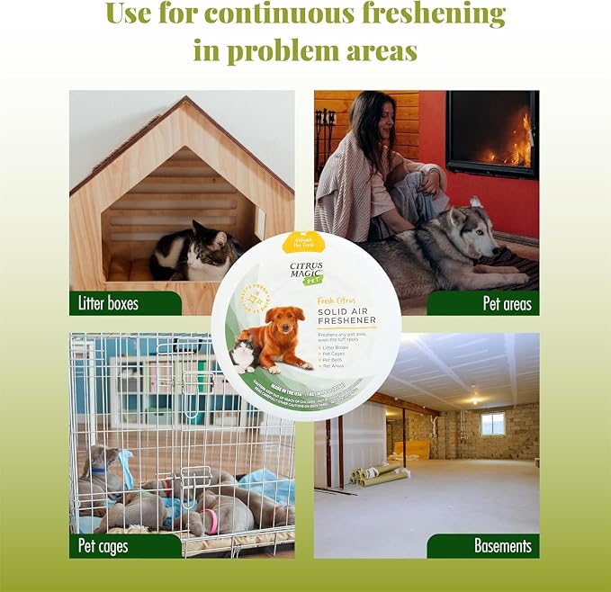 Pet Odor Absorbing Solid Air Freshener for Home, Air Purifier, Fresh Citrus, Must have Pet Supplies, 8 Oz (Pack of 3)