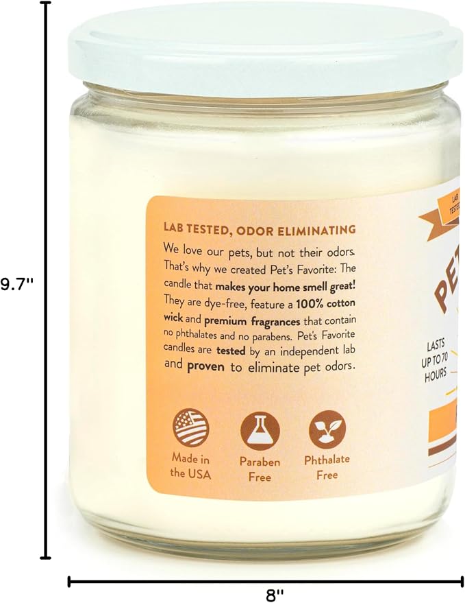 Pet Odor Candle, Clean Burning, Long Lasting Candles with a Natural Fiber Wick and 70 Hour Burn Time, Pumpkin Spice Pack of