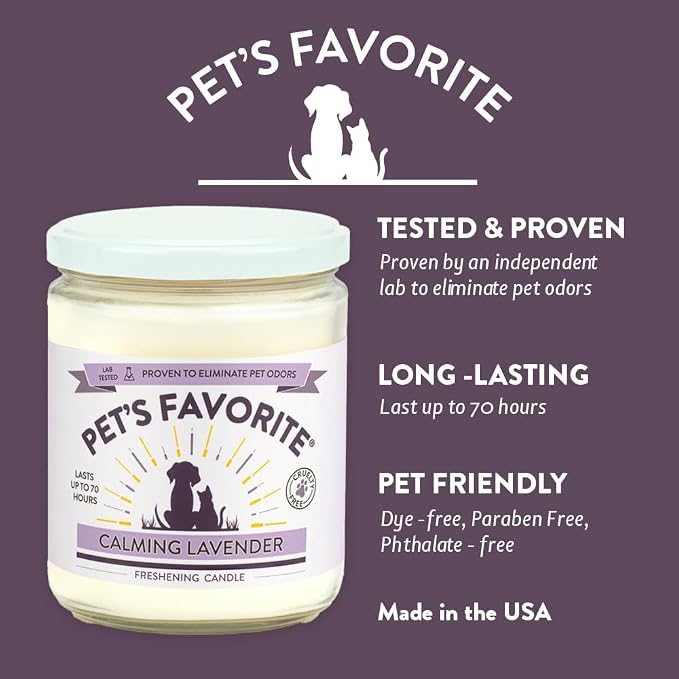 Pet Odor Candle, Clean Burning, Long Lasting Scented Candles with a Cotton Wick. (Calming Lavender/French Vanilla, Pack of