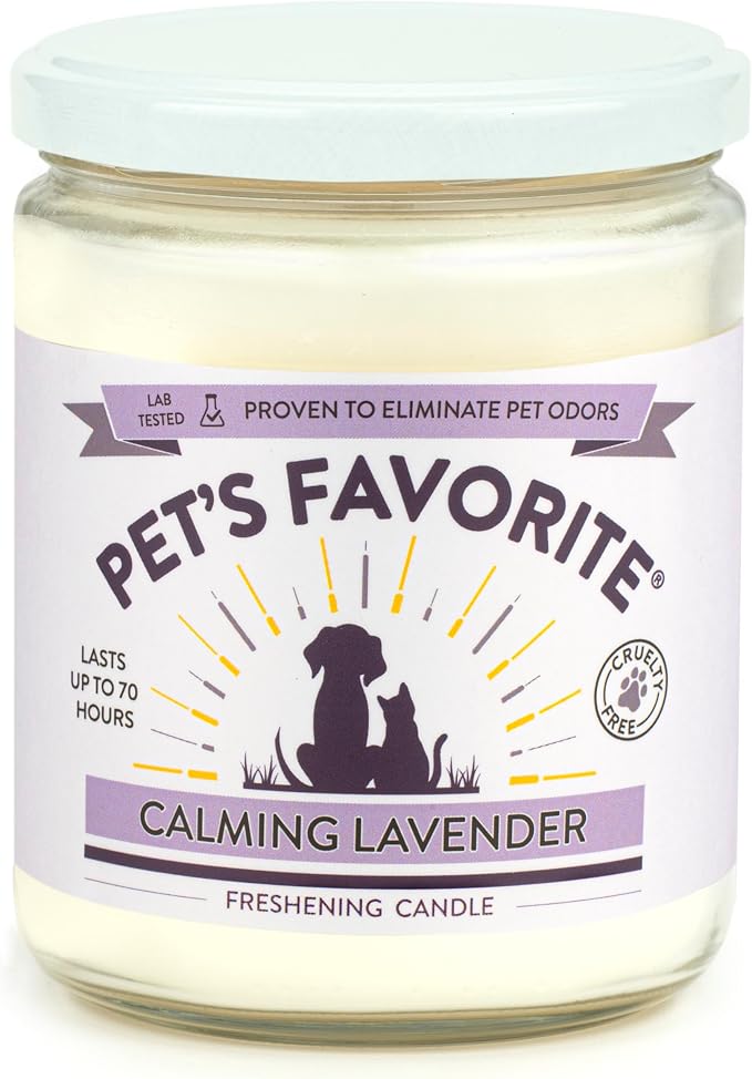 Pet Odor Candle, Clean Burning, Long Lasting Scented Candles with a Cotton Wick. (Calming Lavender/French Vanilla, Pack of