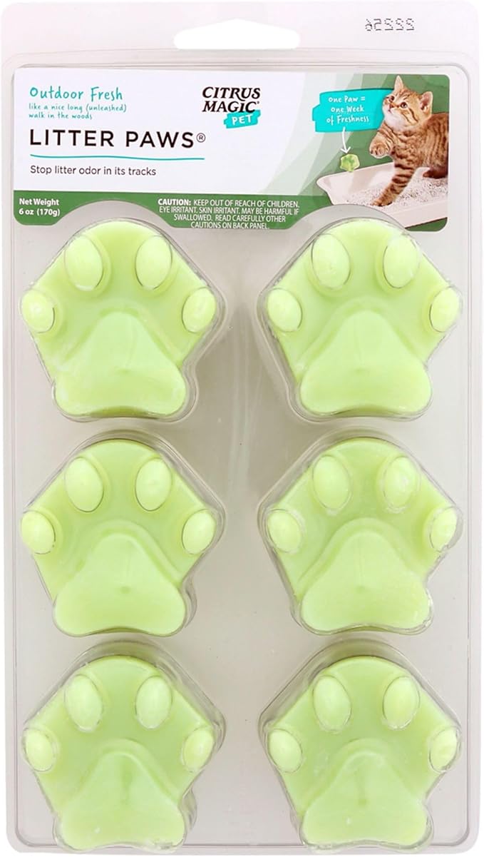 Pet Odor Control Paws for Litter Boxes, Outdoor Fresh, 6-Count, 6 Count (Pack of 1) in Outdoor Fresh.
